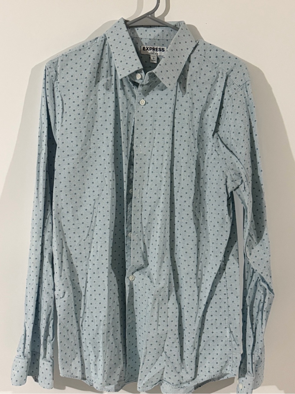 Express Light Blue Micro-Dot Long Sleeve Shirt